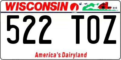 WI license plate 522TOZ