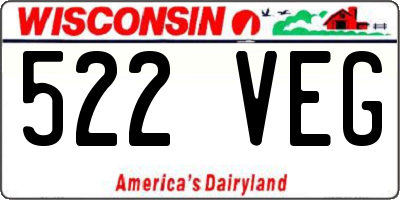 WI license plate 522VEG