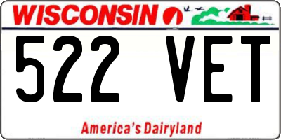 WI license plate 522VET