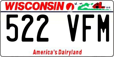 WI license plate 522VFM