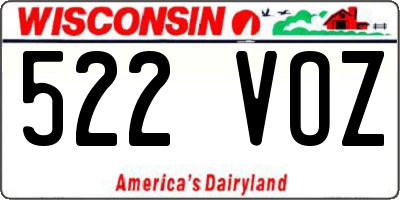 WI license plate 522VOZ