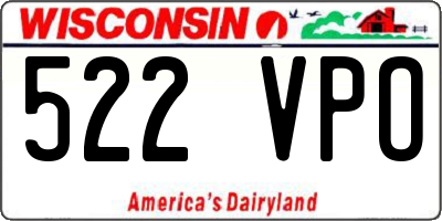WI license plate 522VPO