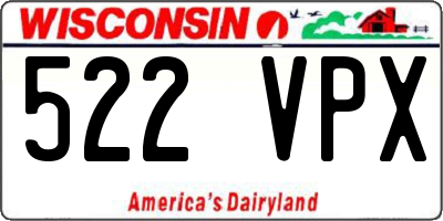 WI license plate 522VPX