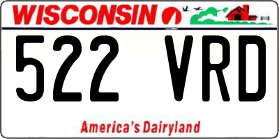 WI license plate 522VRD