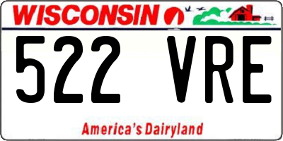 WI license plate 522VRE