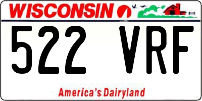 WI license plate 522VRF