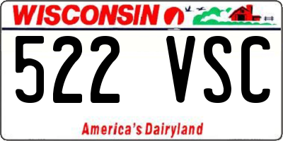 WI license plate 522VSC