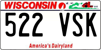 WI license plate 522VSK