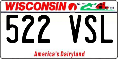 WI license plate 522VSL