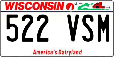 WI license plate 522VSM
