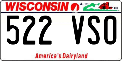 WI license plate 522VSO