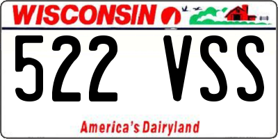 WI license plate 522VSS