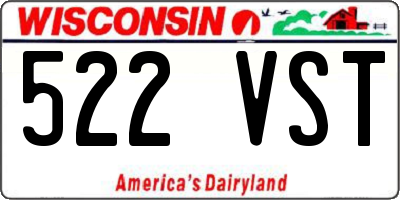 WI license plate 522VST