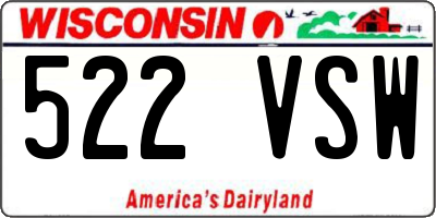 WI license plate 522VSW