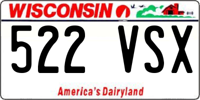 WI license plate 522VSX