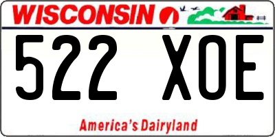 WI license plate 522XOE