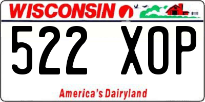 WI license plate 522XOP