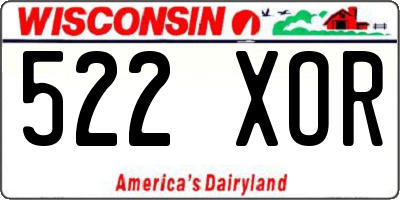 WI license plate 522XOR