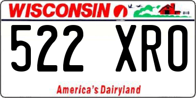 WI license plate 522XRO