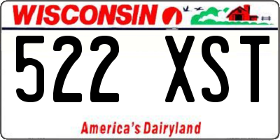 WI license plate 522XST