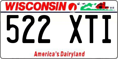 WI license plate 522XTI