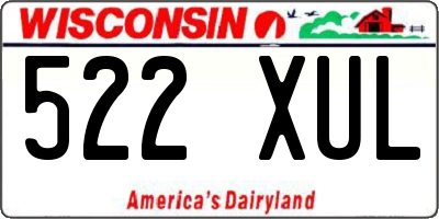 WI license plate 522XUL