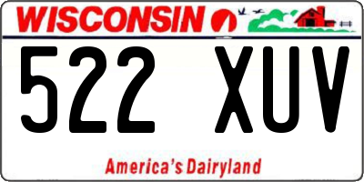 WI license plate 522XUV