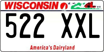 WI license plate 522XXL