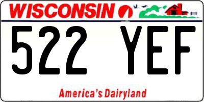WI license plate 522YEF
