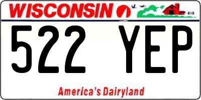 WI license plate 522YEP