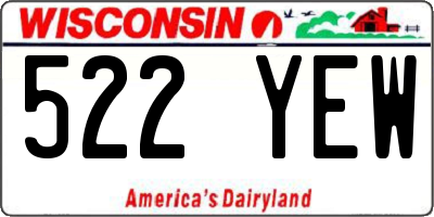 WI license plate 522YEW