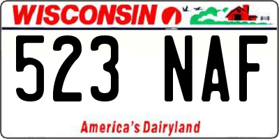 WI license plate 523NAF