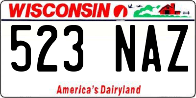 WI license plate 523NAZ
