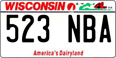 WI license plate 523NBA