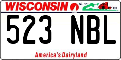 WI license plate 523NBL