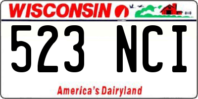 WI license plate 523NCI