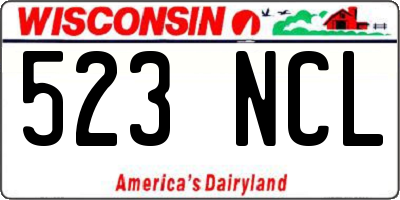 WI license plate 523NCL