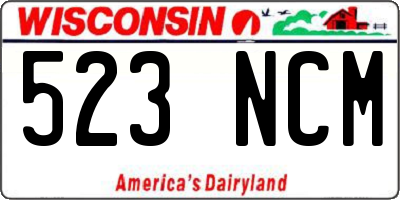 WI license plate 523NCM