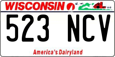 WI license plate 523NCV