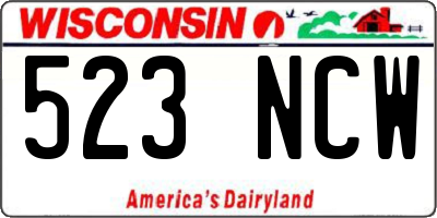 WI license plate 523NCW