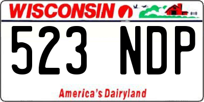 WI license plate 523NDP