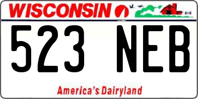 WI license plate 523NEB