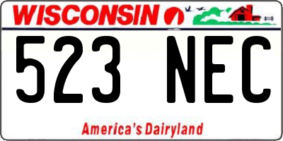 WI license plate 523NEC