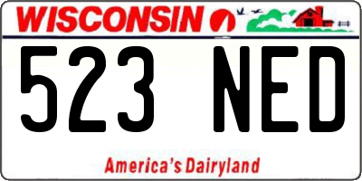 WI license plate 523NED