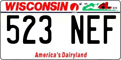 WI license plate 523NEF