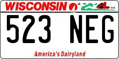 WI license plate 523NEG