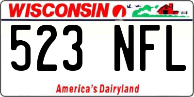 WI license plate 523NFL
