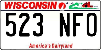 WI license plate 523NFO