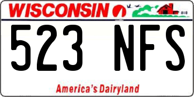 WI license plate 523NFS