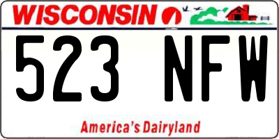 WI license plate 523NFW